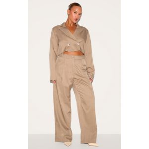 Femme Plus Pantalon de tailleur large tissé gris champignon | Taille 56 - Taille 56