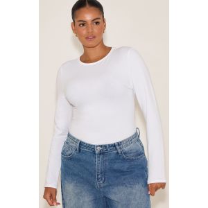 Femme Plus Body en coton blanc à col ras et manches longues | Taille 48 - Taille 48
