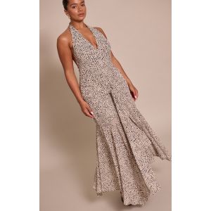 Femme Shape Robe longue cache-coeur noire imprim&eacute; dalmatien &agrave; d&eacute;collet&eacute; et dos nu | Taille 34 - Taille 34