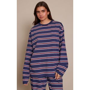 Femme Top bleu marine &agrave; rayures et manches longues | Taille 42 - Taille 42