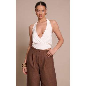 Femme Top moulant cr&egrave;me &agrave; dos nu et d&eacute;collet&eacute; | Taille 32 - Taille 32