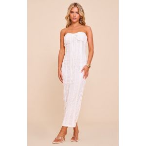 Petite Robe bustier longue ajustée en dentelle blanche, Blanc - Taille 40