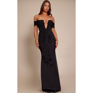 Femme PLT Label Robe sir&egrave;ne longue en mesh noir &agrave; empi&egrave;cement | Taille 44 - Taille 44