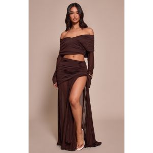 Femme Petite Jupe longue chocolat transparente plissée à godets | Taille Medium - Taille M