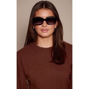 Femme Lunettes de soleil &eacute;paisses carr&eacute;es incurv&eacute;es noires - Taille One Size