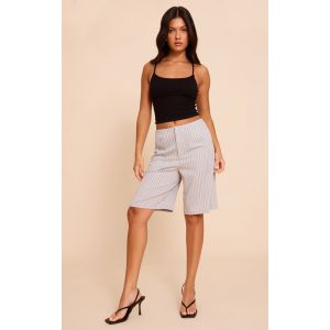Femme Short long l&eacute;ger bleu &agrave; fines rayures | Taille 34 - Taille 34