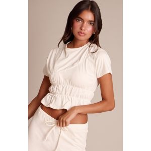 Femme Haut cr&egrave;me en coton &agrave; d&eacute;tails fronc&eacute;s | Taille 40 - Taille 40
