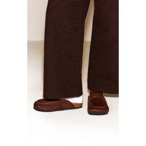 Femme Mules en su&eacute;dine chocolat &agrave; doublure fausse fourrure | Taille 38 - Taille 38
