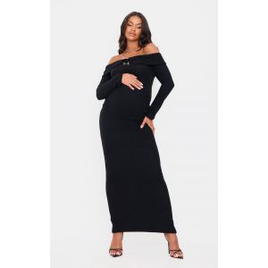 Femme Maternité Jupe longue de grossesse côtelée brossée noire | Taille XS - Taille XS