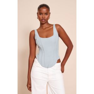 Corset long bleu ciel à lisérés structurants et ourlet tombant, Bleu Ciel - Taille 32