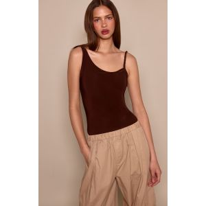 Femme Body moulant chocolat &agrave; bretelle torsad&eacute;e | Taille 40 - Taille 40