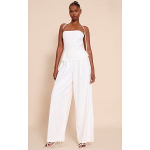 Combinaison de tailleur tissée blanche à dos nu, Blanc - Taille 42