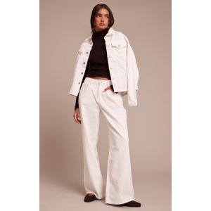 Femme Jean large ample blanc &agrave; taille mi-haute | Taille 40 - Taille 40