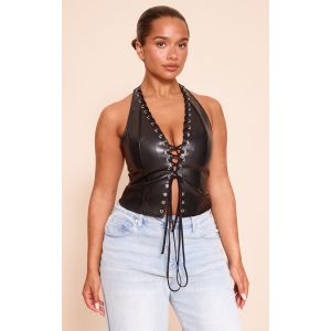 Femme Shape Corset en PU noir &agrave; dos nu et lacets | Taille 38 - Taille 38