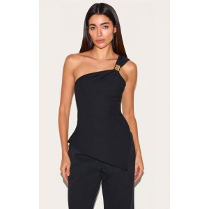Femme Top long asym&eacute;trique noir &agrave; &eacute;paule unique et empi&egrave;cement | Taille 32 - Taille 32