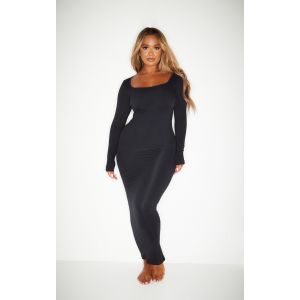 Femme Shape Robe longue stretch noire sans coutures &agrave; manches longues | Taille Small - Taille S