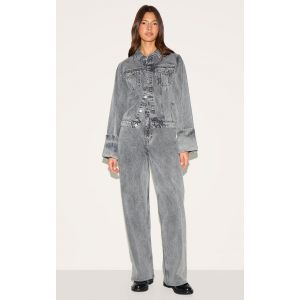 Femme Jean large gris glacier à taille mi-haute | Taille 38 - Taille 38