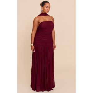 Shape Robe longue prune à détail foulard et taille tombante, Prune - Taille 38