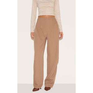 Femme Pantalon de tailleur gris champignon à pinces et zip devant | Taille 36 - Taille 36