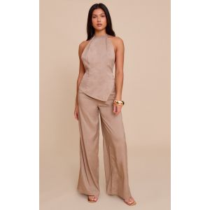 Femme Combinaison tissée texturée gris pierre à dos nu | Taille 36 - Taille 36