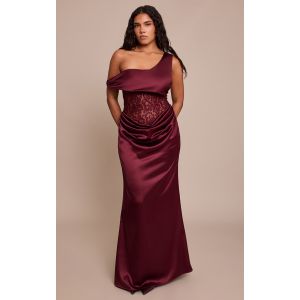 Femme Shape Robe bustier longue bordeaux &agrave; partie en dentelle | Taille 40 - Taille 40