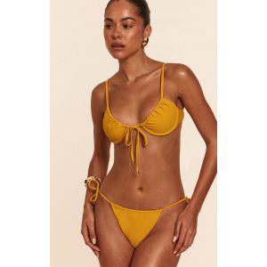 Femme Haut de maillot de bain moutarde froncé devant à armatures | Taille 34 - Taille 34