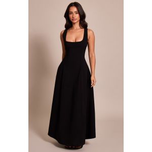 Femme Petite Robe longue noire sans manches &agrave; col rond | Taille 32 - Taille 32