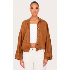 Femme Veste oversize en suédine marron clair à manches chauve-souris | Taille Small - Taille S