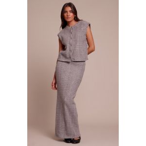 Femme Jupe longue &eacute;paisse douce c&ocirc;tel&eacute;e bross&eacute;e grise | Taille 40 - Taille 40