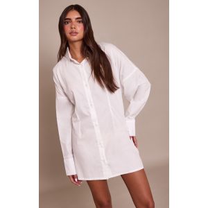 Femme Robe droite blanche à manches longues et dos noué | Taille 34 - Taille 34