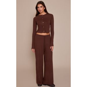 Femme Pantalon doux chocolat &agrave; taille &eacute;lastique | Taille 44 - Taille 44