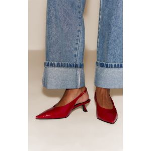 Femme Talons pointus rouges &agrave; talon kitten et bride derri&egrave;re | Taille 38 - Taille 38