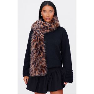 Écharpe doublée en fausse fourrure léopard, Léopard - Taille One Size