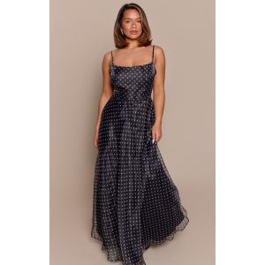 Femme Shape Robe longue en organza noir et blanc &agrave; pois Noir &agrave; pois | Taille 38 - Taille 38