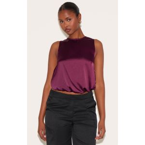 Femme Top satiné rouge vin à ourlet bouffant | Taille 34 - Taille 34