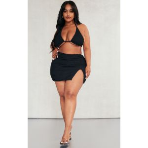 Femme Plus Jupe de plage textur&eacute;e noire fendue sur le c&ocirc;t&eacute; | Taille 58 - Taille 58