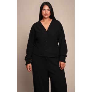 Femme Plus Cardigan doux c&ocirc;tel&eacute; noir &agrave; boutons | Taille 44 - Taille 44