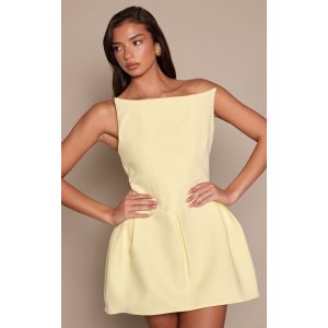 Femme Mini robe bustier tiss&eacute;e deluxe jaune citron &agrave; jupe trompette | Taille 42 - Taille 42