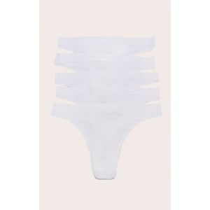 Femme Lot de 5 strings blancs sans coutures | Taille XS - Taille XS