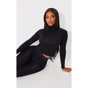 Femme Shape Top stretch noir sculpt &agrave; manches longues et col montant | Taille XS - Taille XS