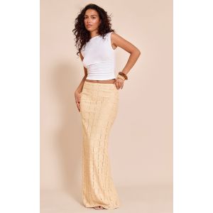 Jupe longue en maille style crochet texturée jaune beurre, Jaune Beurre - Taille 32