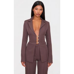 Femme Blazer ajust&eacute; chocolat &agrave; lacets dans le dos | Taille 32 - Taille 32