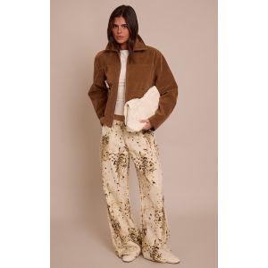 Femme Jean large ample imprimé léopard des neiges Beige | Taille 36 - Taille 36