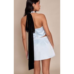 Femme Top bleu ciel &agrave; dos nu et noeud en velours | Taille 42 - Taille 42
