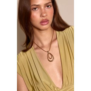 Femme Collier superpos&eacute; lisse dor&eacute; &agrave; pendentif tombant - Taille One Size
