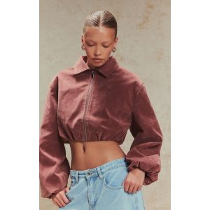Femme Veste en su&eacute;dine rose fonc&eacute; &agrave; manches ballon | Taille Small - Taille S