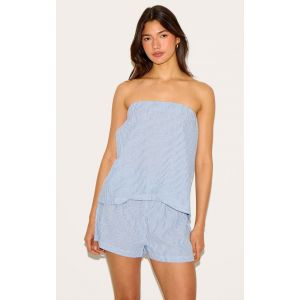Top bustier élastique bleu à fines rayures, Bleu - Taille 44