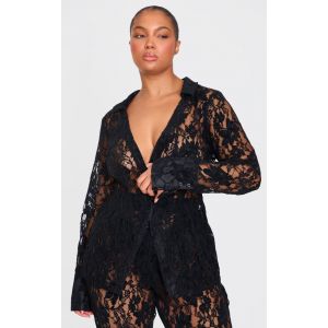 Femme Plus Chemise en dentelle transparente noire | Taille 50 - Taille 50