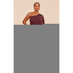 Shape Mini robe chocolat imprimé cachemire à épaule unique et ourlet frangé, Chocolat - Taille 40