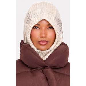 Femme Cagoule en maille torsadée argentée métallique - Taille One Size